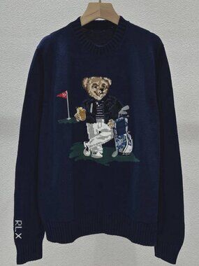 Polo Ralph Lauren Navy Golf Polo Bear Crewneck Knit Sweater RLX